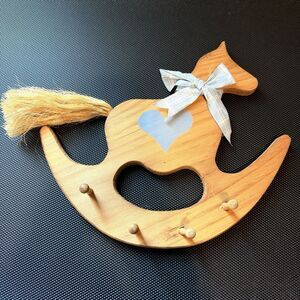 Vintage Rocking Horse Wall Peg Rack Baby Nursery Wall Decor